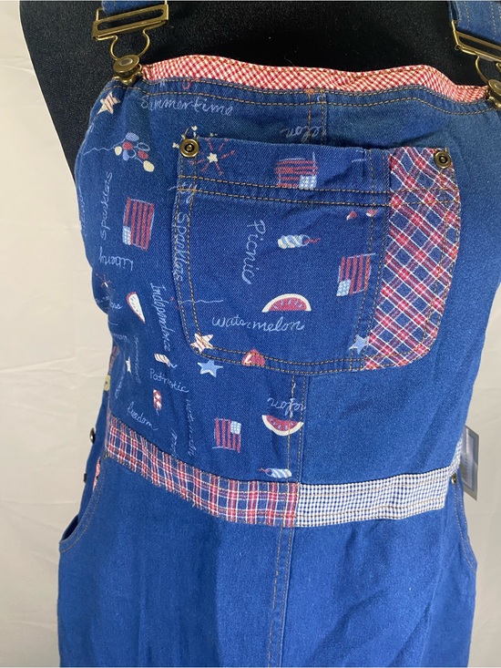 Koret Denim - Koret Blue Denim Women's Overalls with Red & White Plaid Trim